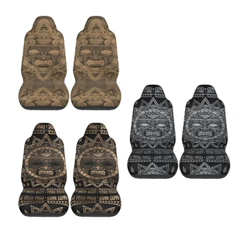 Бог Солнца ацтеков- Камень на черном чехле для автокресла с индивидуальной печатью, Универсальный передний протектор, аксессуары, набор подушек