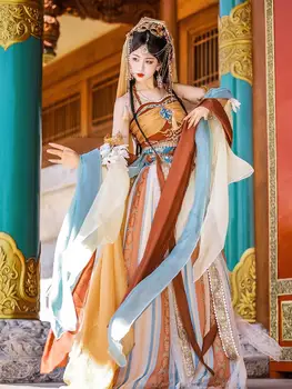 Китайское Традиционное Элегантное Платье Hanfu в Сказочном Национальном Стиле, Платье Для народных Танцев, Женская одежда, Косплей Древней Принцессы Hanfu HS45