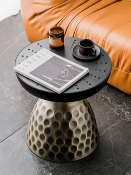 Бронзовый шкаф для хранения Современный креативный круглый журнальный столик на колесиках, диван для гостиной, чайный столик, столы для дома в скандинавском стиле, мебель