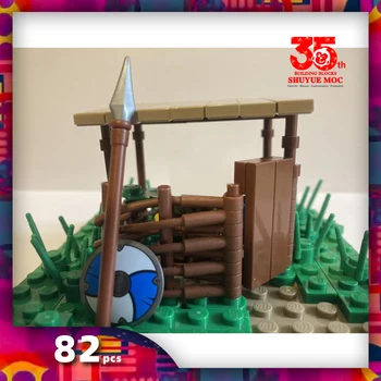 средневековая деревня symoc, дом викингов, блоки для строительства туалета, кирпичи, модульная миниатюра moc town