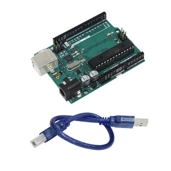 Для Arduino UNO R3 Atmega328p 32KB 7-9 В Arduino MCU C Язык Обучения Программированию Плата разработки PCB + Металл С кабелем для передачи данных