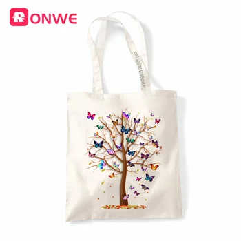 Многоразовая Женская холщовая сумка для покупок с принтом дерева, сумка-тоут для девочек, Эко сумки на плечо в стиле Харадзюку, Прямая поставка