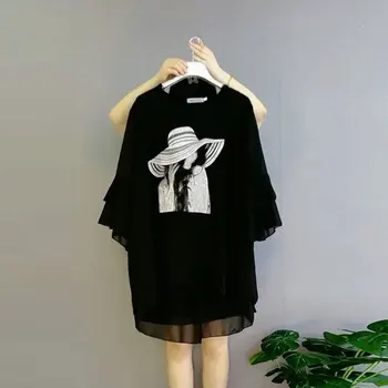 Свободная Рубашка в стиле пэчворк с модным принтом 2023, Женская одежда Оверсайз, универсальная Повседневная Нерегулярная Летняя Уличная одежда, блузка на пуговицах