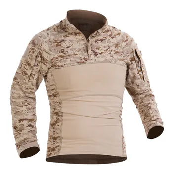 Тактическая боевая рубашка Мужская Хлопчатобумажная Военная форма, Камуфляжная тренировочная футболка, Многокамерная одежда Армии США, Камуфляжная рубашка с длинным рукавом