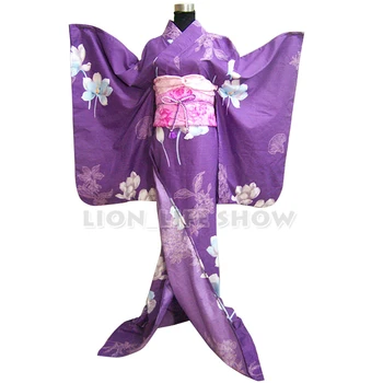 Женское Японское Кимоно с Традиционным Цветочным Рисунком Furisode, Длинное Кимоно, платье для Косплея, костюм, наряд