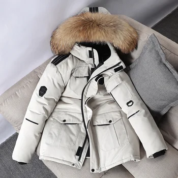 Толстая куртка для Рыбалки на белом Утином Пуху, Теплая Толстая куртка-Фугу С капюшоном, пальто, Мужская Высококачественная тепловая Зимняя одежда для Рыбалки