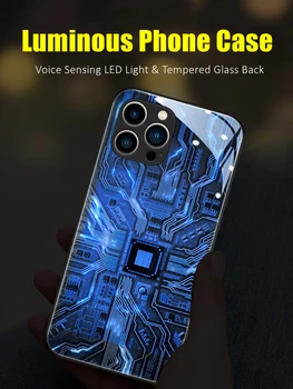 Схема Красочной светодиодной Подсветки Светящийся Чехол Для Телефона из Закаленного Стекла Xiaomi 11 12 13 Mix 2 3 4 Redmi K50 K60 Pro Lite Ultra