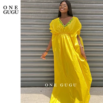 160 см, бриллиантовый воротник, Африканские платья Bazin Riche, Большие размеры, Нигерийское благородное вечернее платье, Одежда, Желтые Гвинейские женские длинные платья