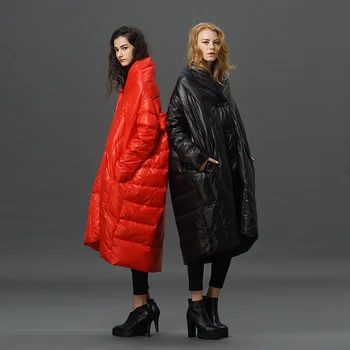 S-4XL модное пальто на утином пуху 90%, модный бренд, стиль плаща с высоким воротником, длинный пуховик, женское негабаритное толстое теплое пальто wj1305