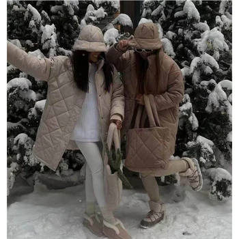 Новое осенне-зимнее модное теплое хлопковое пальто с высоким воротником для женщин