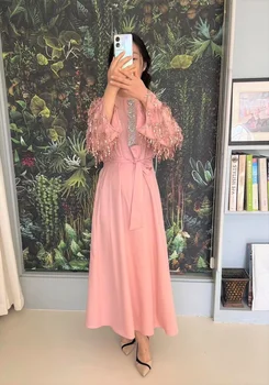 Мусульманские Арабские Женщины Дубая, Расшитое блестками Свободное Платье с длинными рукавами, Исламский арабский кафтан Eid Mubarak, Абайя, Турция, Длинное Платье