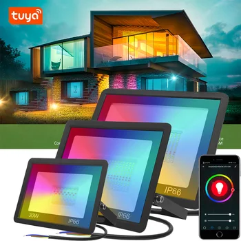 Tuya Smart RGB прожектор 30 Вт 50 Вт 100 Вт 220 В прожектор Водонепроницаемый IP66 8 сюжетных режимов на ваш выбор светодиодный наружный прожектор