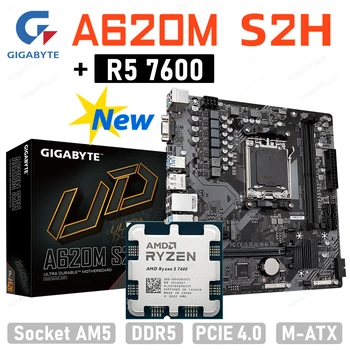 Материнская плата GIGABYTE A620M S2H DDR5 Combo AM5 CPU Комплект RYZEN 5 7600 CPU R5 Настольный Процессор С поддержкой Micro-ATX D5 96GB EXPO 6400
