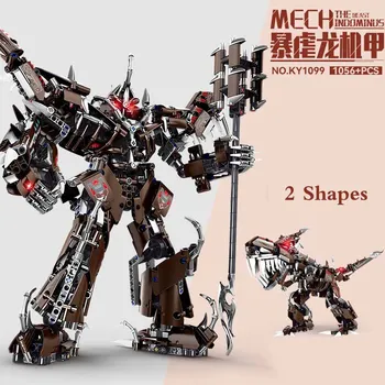 Мини-блоки, Властный Трансформирующий Механический робот, игрушки, Робот-Динозавр, Моделирующий Строительный блок, Модель Для взрослых, Игрушки для мальчиков, подарок