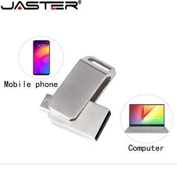 JASTER Metal TYPE-C USB 2.0 Флэш-накопители 64GB 2NI1 Высокоскоростной флеш-накопитель Серебристый Водонепроницаемый USB-накопитель Для смартфона Компьютера