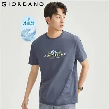 Мужские футболки GIORDANO, Высокотехнологичные Охлаждающие Футболки с принтом Природы, Комфортная Летняя Модная Повседневная футболка с коротким рукавом 01023428