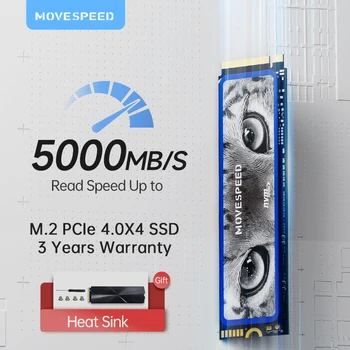 MOVESPEED 5000 МБ/с. Внутренний твердотельный накопитель 1 ТБ 2 ТБ 256 ГБ SSD NVMe M.2 2280 PCIE 4,0x4 SSD Жесткий диск для Настольных Портативных ПК