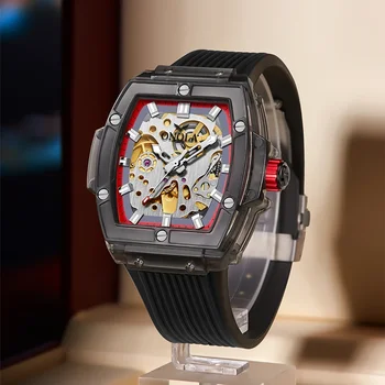 2023 Горячие Мужские механические часы роскошного бренда ONOLA, Модный Прозрачный циферблат, Спортивные Водонепроницаемые Автоматические часы