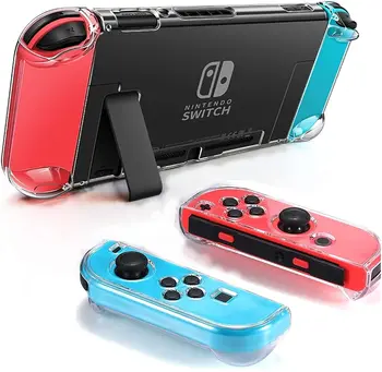 Закрепляемый прозрачный чехол для Nintendo Switch, защитный чехол для Nintendo Switch и контроллера Joy-Con- кристально чистый