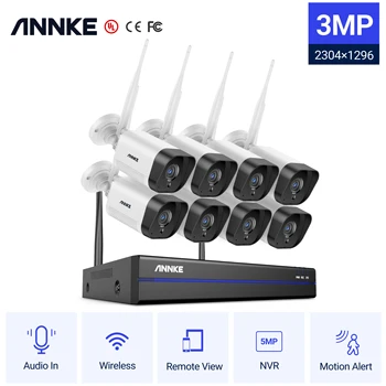 ANNKE WS300 WiFi Система видеонаблюдения 5-мегапиксельный видеорегистратор 3-Мегапиксельные IP-камеры Аудиозапись Камеры Безопасности Обнаружение искусственного интеллекта Комплект камер видеонаблюдения