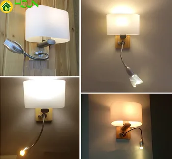 Настенная лампа для чтения, современный светодиодный светильник с деревянным стеклом для прикроватной тумбочки, Настенное бра для коридора, светильник на 360 градусов