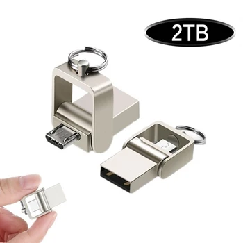 3 в 1 USB флэш-накопитель 2 ТБ флеш-накопитель pendrive флешка 2 ТБ металлический u-диск memoria cel usb stick подарок для телефона/ПК/автомобиля/телевизора с бесплатным логотипом