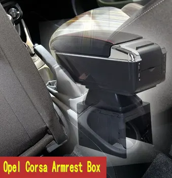 Для Opel Corsa Коробка для подлокотников, коробка для хранения содержимого в центральном магазине с подстаканником, пепельница с интерфейсом USB, универсальная модель