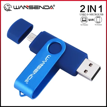 WANSENDA USB Флэш-накопитель OTG Pen Drive 32 ГБ 64 ГБ 128 ГБ USB-накопитель 8 ГБ 16 ГБ 256 ГБ 2 В 1 Двойной накопитель Флешка для Android/ПК