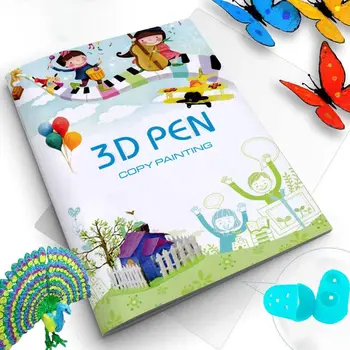 Альбом для рисования ручкой с 3D-печатью Многоразового использования, красочные узоры 13/40, плотная бумага, шаблон для рисования прозрачной пластиной для подарков детям с 3D-ручкой