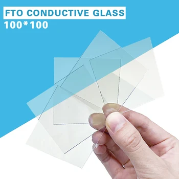 100x100x2,2 мм, 10 Ом/кв. м, 12 шт./лот, лабораторное Прозрачное Проводящее стекло с покрытием из оксида олова, легированного фтором (FTO)