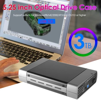 5,25 дюймов Чехол для внешнего жесткого диска USB3.0/2.0 на SATA SSD HDD Коробка для жесткого диска Поддержка DVD Mobile HDD Box 16 Скоростная запись 480 Мбит/с