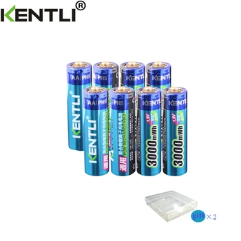 Перезаряжаемая батарея KENTLI aa 8шт 3000 МВтч аккумуляторные батареи 1,5 В литиевая батарея Бесплатная доставка