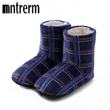 Mntrerm/Осенне-зимние толстые кашемировые мужские тапочки в полоску и клетку волшебного цвета, нескользящие домашние носки для пола, Тапочки-грелки для ног