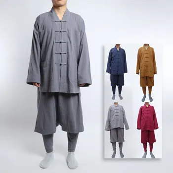 Китайская Традиционная одежда для Костюма Монаха Буддийская Одежда Монашеский Халат Даосизм Тибетская Одежда Медитация Дзен Шаолинь Ханьфу