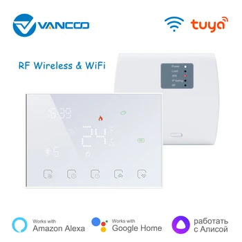 Умный термостат Vancoo Wi-Fi, Беспроводной программируемый термостат с радиочастотным приемником для обогрева теплой комнаты, управление приложением, голосовое управление