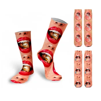 Модные женские Забавные носки, Повседневные носки Happy Women's Personality, Сексуальные носки с рисунком губ, Высокое качество, Скарпеты