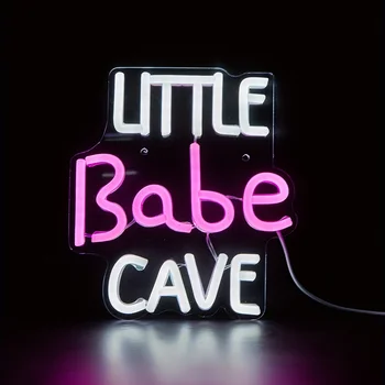 Светодиодная неоновая вывеска Little Babe Cave с питанием от USB Неоновый светильник с выключателем для спальни Свадьбы Дня рождения Игровой комнаты Домашнего декора стен
