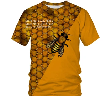 Брендовая летняя футболка BIANYILONG, мужская футболка с 3D принтом, забавная пчела, короткий рукав, мужской повседневный топ в стиле харадзюку с круглым вырезом и животными