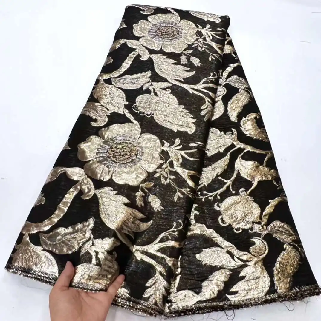2023 Высококачественная африканская парчовая Жаккардовая кружевная ткань с вышивкой из французского тюля Кружевная ткань для вечернего платья в нигерийском стиле