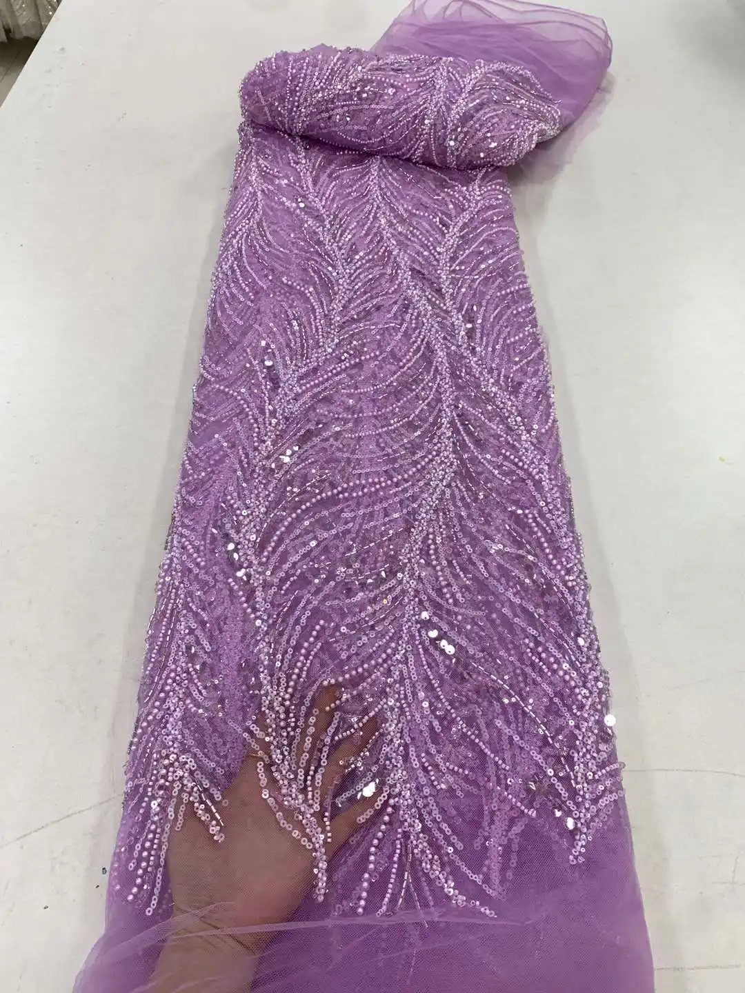 2023 Роскошная французская тюлевая сетка, вышивка пайетками и бисером ручной работы, Африканская Нигерийская кружевная ткань для пошива свадебных платьев