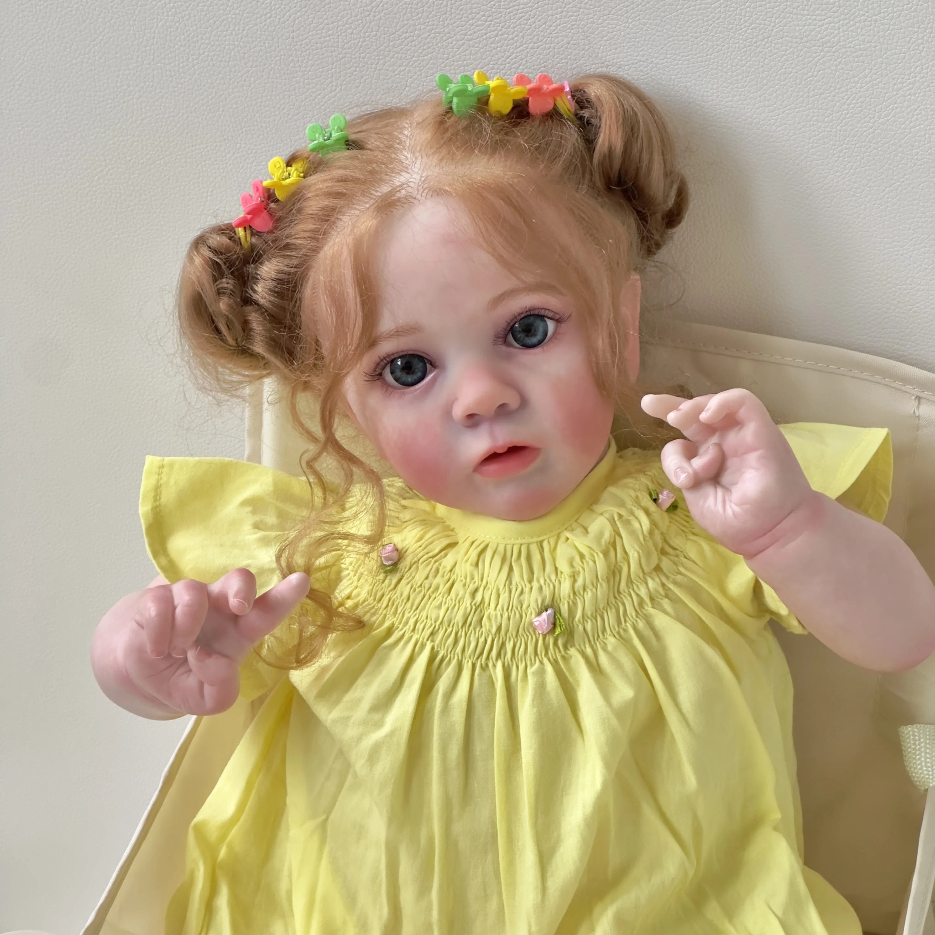 60-сантиметровая кукла Bebe Reborn для малышей, популярная девочка Мисси, с укоренившимися светлыми волосами, мягкое тело для объятий, 3D краска для кожи, ручная отделка