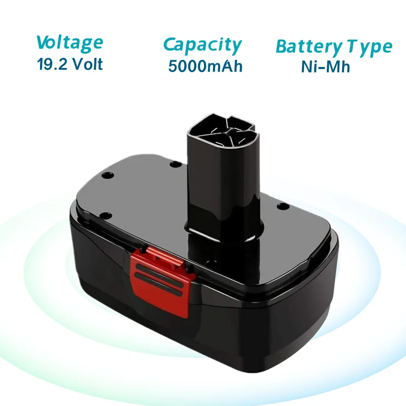 Batterie De Remplacement Ni-MH 19.2 Volt 5000mAh Améliorée, Compatible Avec Artisan C3 DieHard 130279005 130279003 130279017 315
