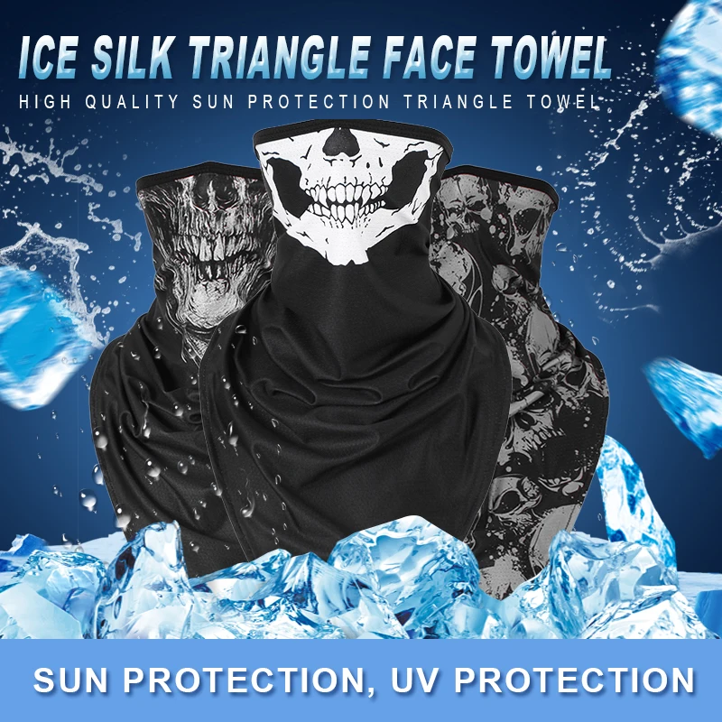 CHINGYUN 2020 ледяная шелковая маска с черепом, солнцезащитный крем, шейный рукав для верховой езды, цифровая печать, мужчины и женщины, спорт на открытом воздухе, треугольный шарф