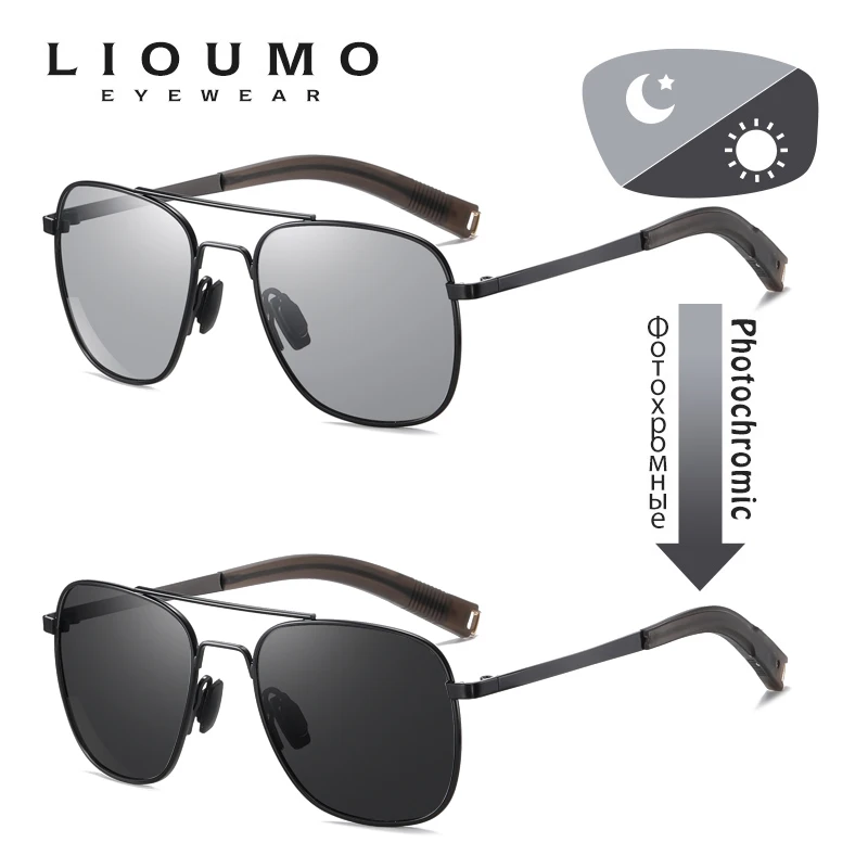 LIOUMO Классические Фотохромные Солнцезащитные очки Мужские Поляризованные Очки Женские Очки-Хамелеоны Для Вождения В Металлической Оправе gafas de sol hombre