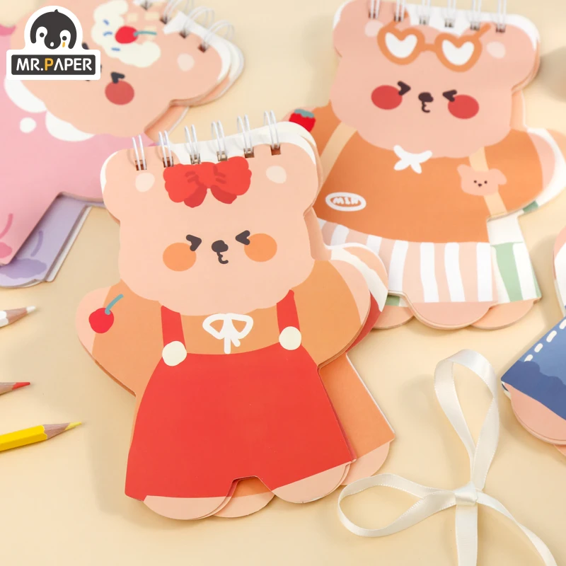 Mr Paper 4 Дизайна, Блокнот с катушками Серии Cute Bear Treasure, Креативный карманный Блокнот, материалы для украшения 