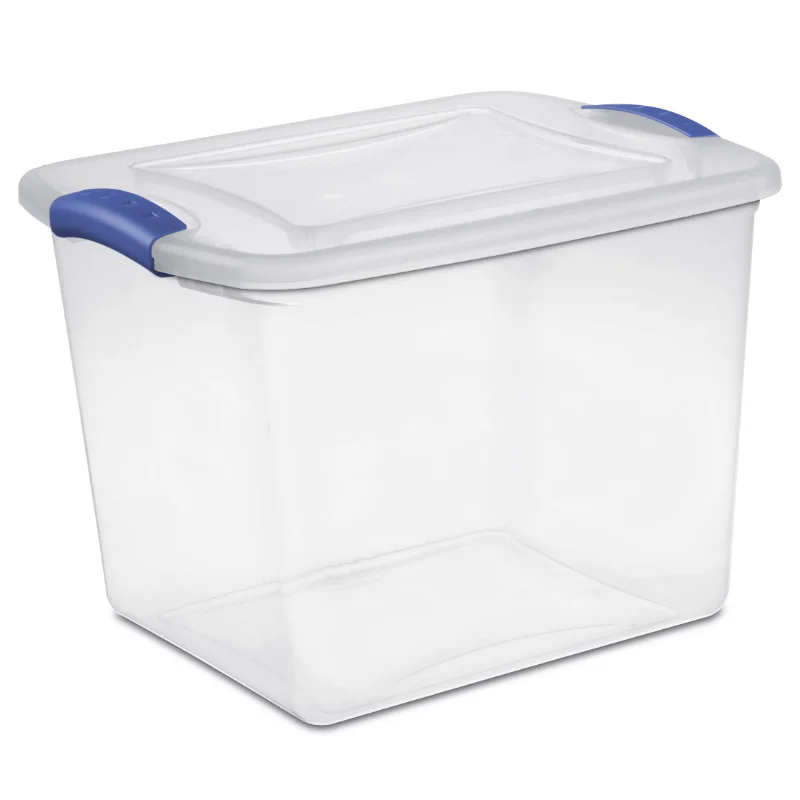 Sterilite 27 Qt. Пластиковая коробка с защелкой, стадионного синего цвета, набор из 10