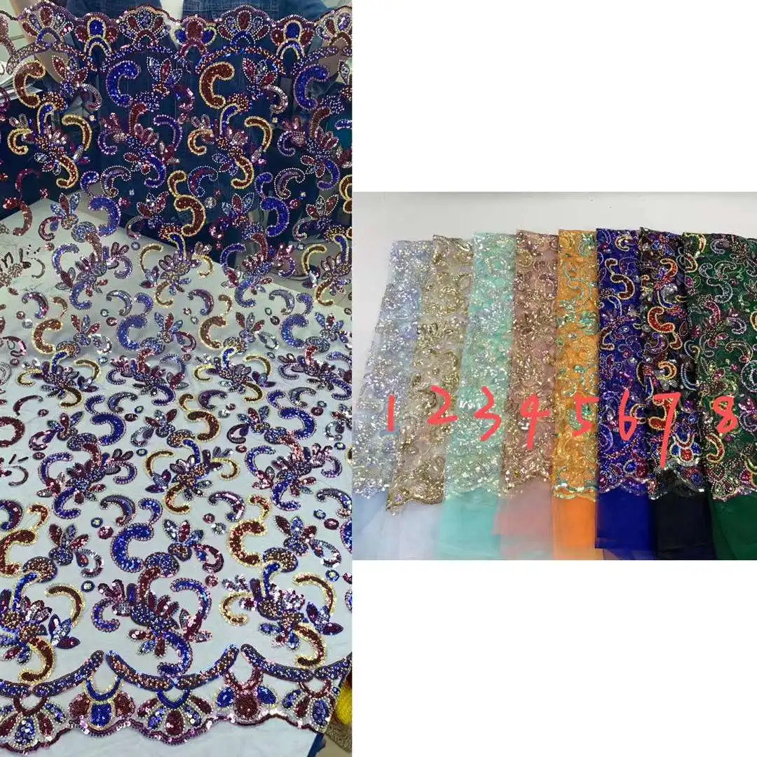 Африканские Кружевные ткани с пайетками, Вышивка Высококачественными пайетками, Французский тюль, Кружевная ткань Для нигерийской свадьбы оптом