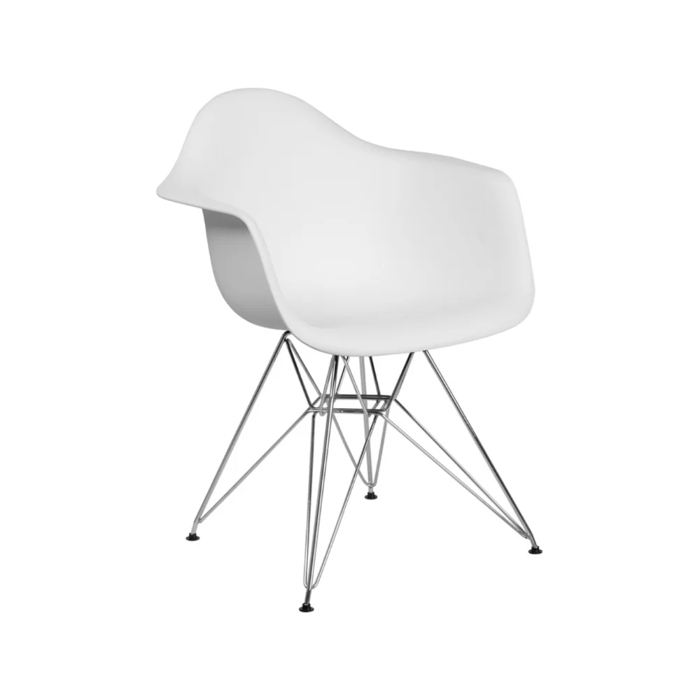 Белый пластиковый стул серии Alonza с хромированным основанием, Стулья для гостиной, Односпальный диван, Туалетный стул