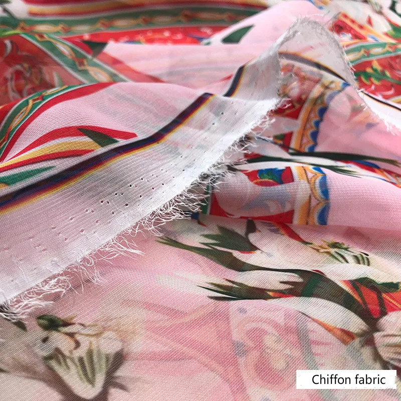 Брендовая Модная Шифоновая ткань с цифровой печатью Полиэстер Ручной работы DIY Ткани Оптом Ткань для пошива платьев на метр