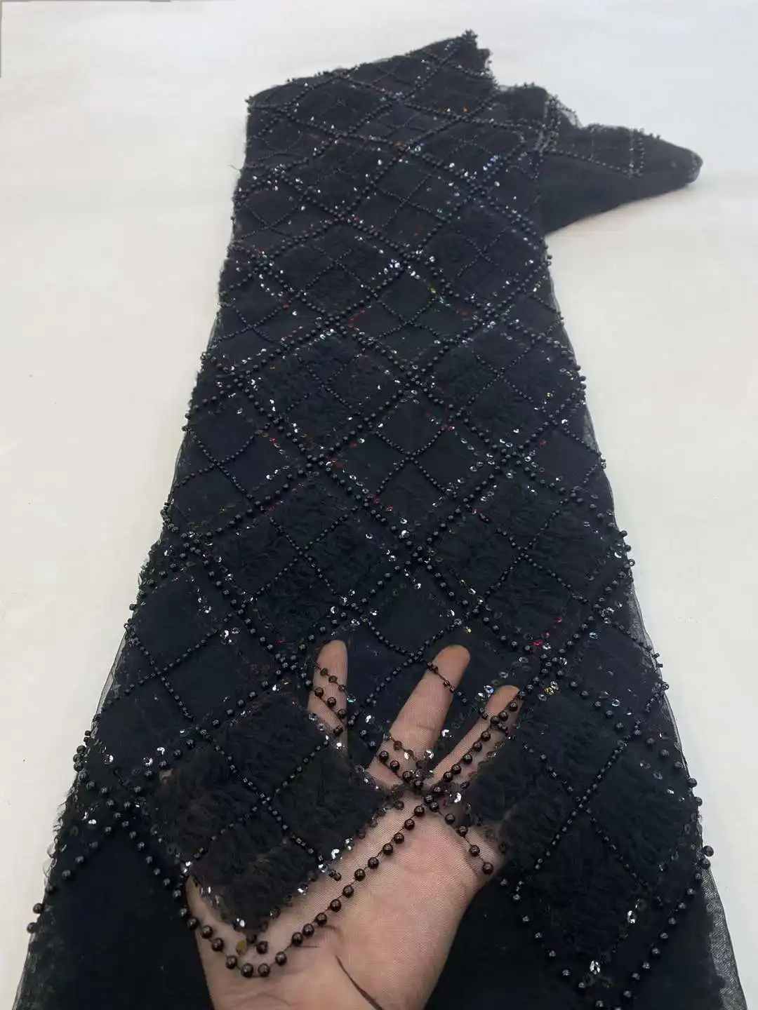 Классическая Вышивка бисером Модная Французская Тюлевая Кружевная ткань С блестками Африканская Нигерийская Кружевная ткань Для Свадебного платья